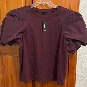 Wine color/ Maroon Puff Sleeve Top express company sz L